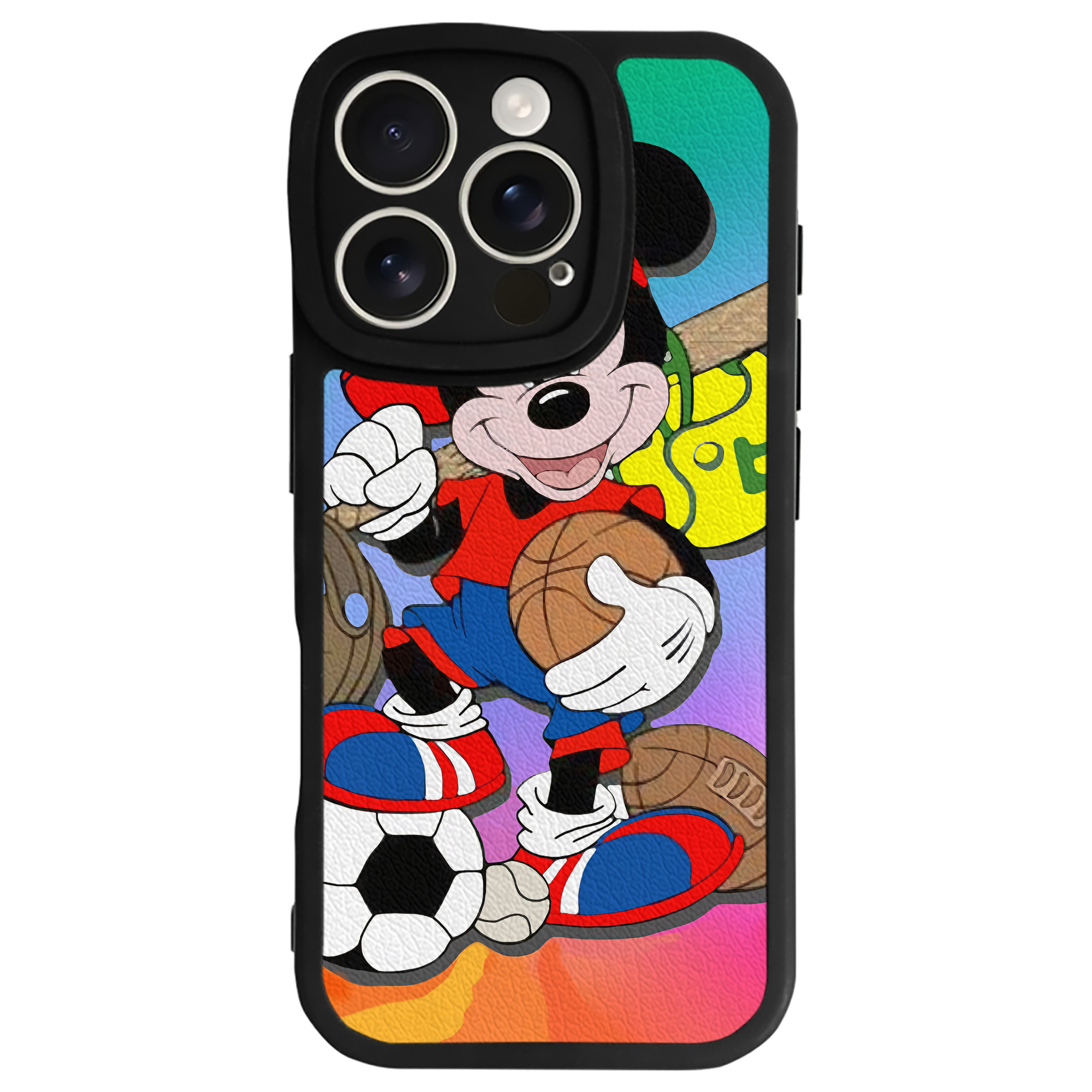 （画像用） ミッキーマウス Mickey Mouse 【iPhone 16シリーズ対応】シリコンスマホケース（レザー調） 材質：シリコン